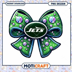 NY Jets Bling Bow PNG Design
