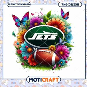 NY Jets Floral Football PNG Design