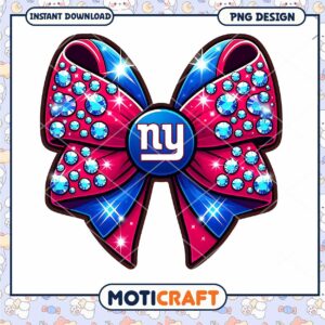 NY Giants Rhinestone Bow PNG Design