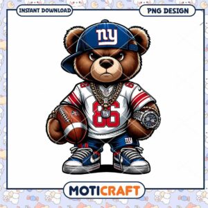 NY Giants Teddy Bear PNG Design