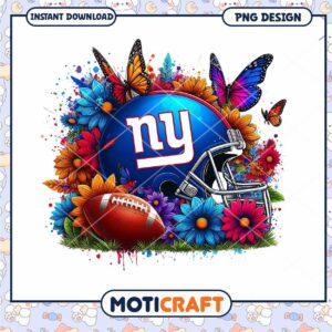 NY Giants Floral Football PNG Design