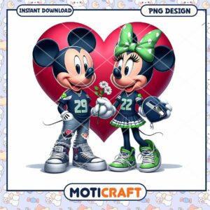 Minnie Mickey Seahawks Valentine PNG