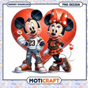 Mickey and Minnie Mouse Heart PNG Design Instant Download Art