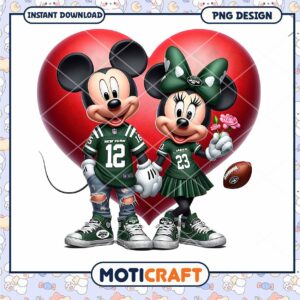 Mickey and Minnie Love New York Jets PNG Graphic Design Download