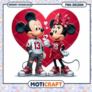 Mickey and Minnie Mouse Heart Love Instant Download PNG Design