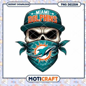 Miami Dolphins Skull PNG Design