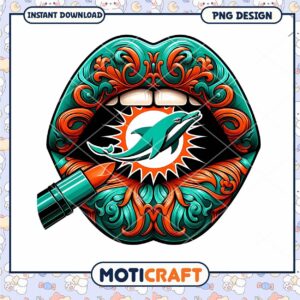 Miami Dolphins Lips PNG Design