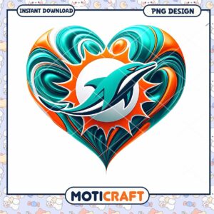 Miami Dolphins Heart PNG Design