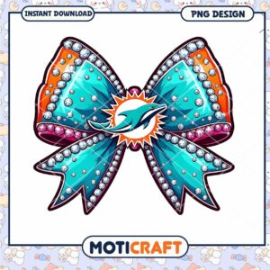 Miami Dolphins Cheer Bow PNG Design