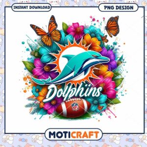 Miami Dolphins Floral PNG Design