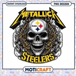 Metallica Steelers Skull PNG Design