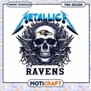 Metallica Ravens Skull PNG Design