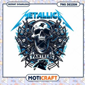 Metallica Panthers Skull PNG Design