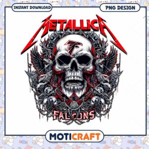 Metallica Falcons Skull PNG Design