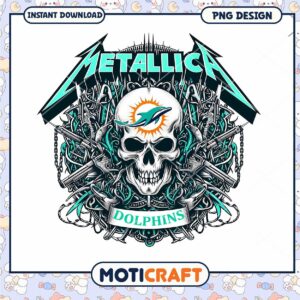 Metallica Dolphins Skull PNG Design