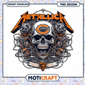 Metallica Chicago Bears Skull PNG Design