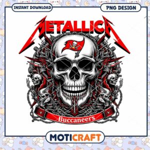 Metallica Buccaneers Skull PNG Design