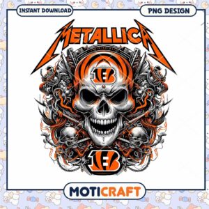 Metallica Bengals Skull PNG Design