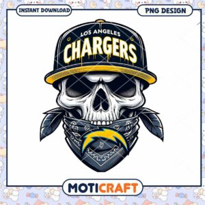 Los Angeles Chargers Skull PNG Design