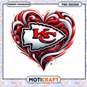 KC Chiefs Heart PNG Design Instant Download