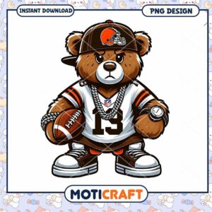 Hipster Teddy Bear PNG Football Design