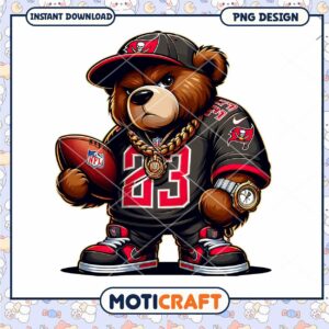Hip Hop Football Bear PNG Design