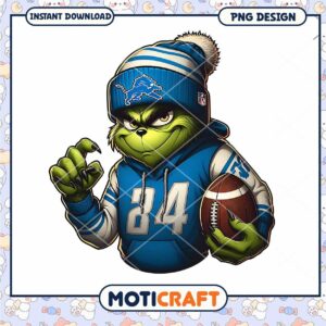 Grinch in Football Jersey PNG Design Instant Download for Fans