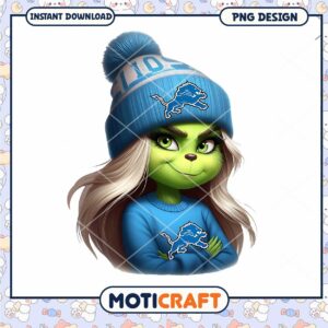 Grinch Girl Detroit Lions PNG