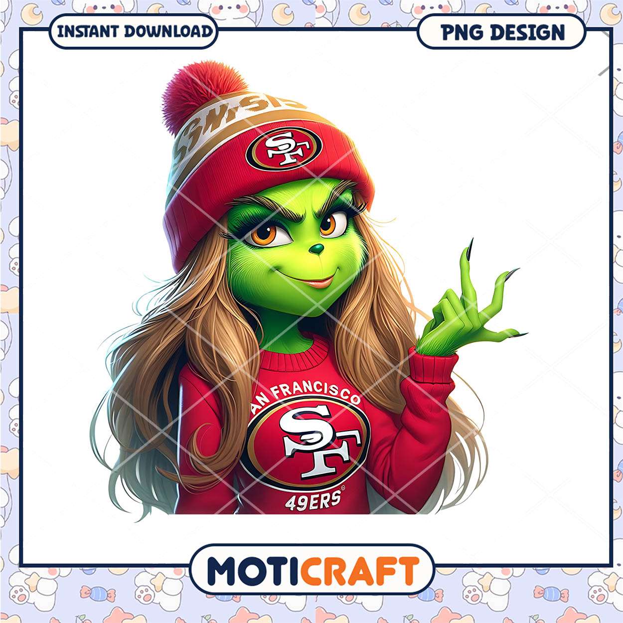 Grinch Girl 49ers PNG Design Grinch Girl 49ers PNG Design