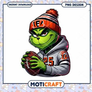 Grinch Football PNG Design Instant Download