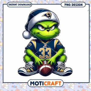 Grinch Football PNG Design for Fans of the Los Angeles Rams