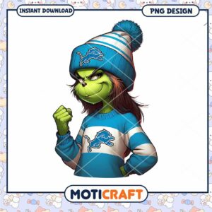Grinch Detroit Lions PNG Sublimation