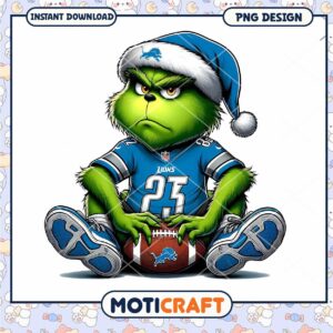 Grinch Detroit Lions PNG Football Design
