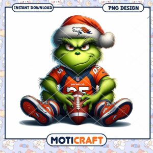 Grinch Broncos PNG Sublimation Design