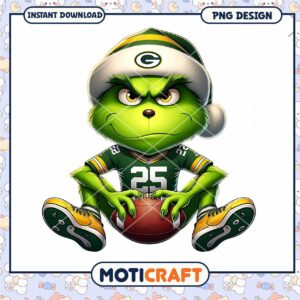 Green Grinch Football PNG Design for Instant Download 25 Pack