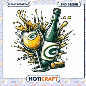 Green Bay Packers Wine PNG Design