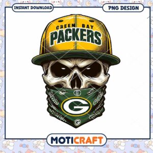 Green Bay Packers Skull PNG Design