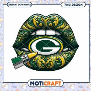 Green Bay Packers Lips PNG Design