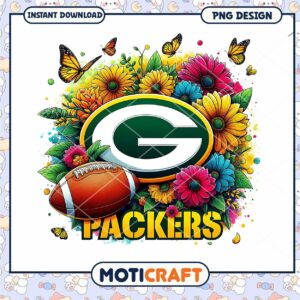 Green Bay Packers Floral PNG Design