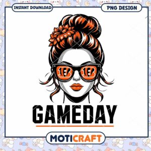 Gameday Girl PNG Bengals Bun Design