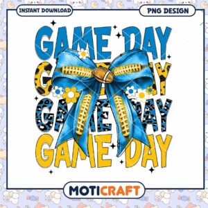 Game Day PNG Design with Football Bow Instant Download Craft