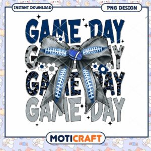 Game Day PNG Design with Football Bow Instant Download File