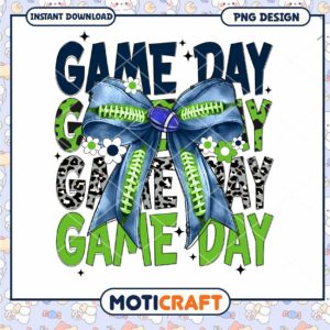 Game Day PNG Design with Cheerful Bow Instant Download Art