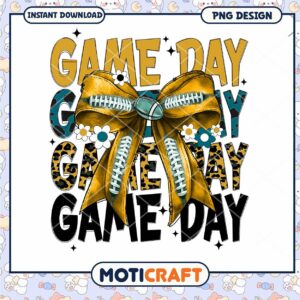Game Day PNG Design with Bow for Instant Download Crafting