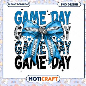 Game Day PNG Design with Blue Bow for Sports Fans and Events