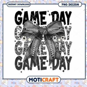 Game Day Leopard Bow PNG Design