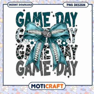Game Day Fun PNG Design with Ribbon and Football Motif