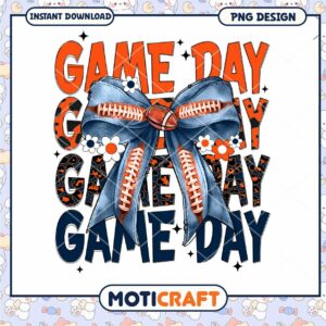 Game Day Football Bow PNG Design for Instant Download Fun