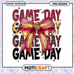 Game Day Bow PNG Sublimation Design