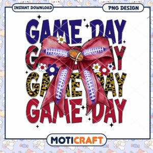 Game Day Bow PNG Sublimation